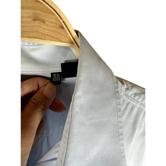 Hugo Boss Sharp Fit Men’s Dress Shirt 15.5 32/33 Baby Blue Long Sleeve Button-Up - Picture 5 of 11